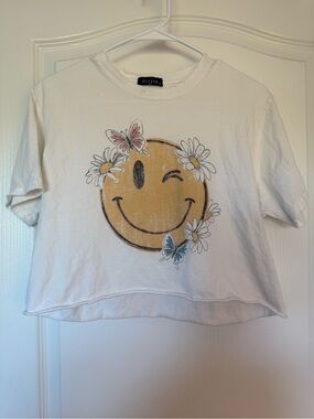 Zutter White Smiley Daisy Crop Top